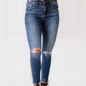 RISEN Amber High-Waisted Distressed Skinny Jeans